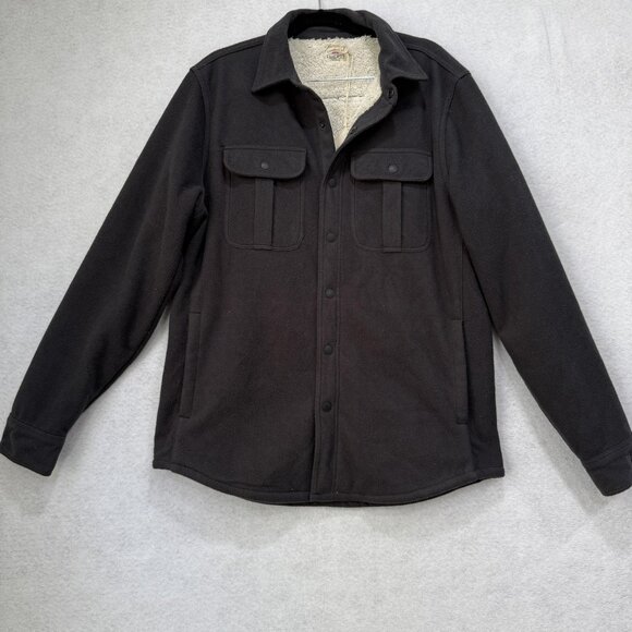 Faherty Sherpa Lined Trucker Jacket Mens Medium Gray Fleece Warm Button Front - Picture 1 of 11